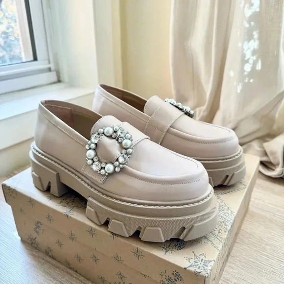 ALOHAS Trailblazer Leather Platform Loafers Pearl US 7 / EUR 38 - Picture 4 of 16